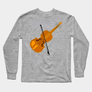 Violin Drawing Black Bow Long Sleeve T-Shirt